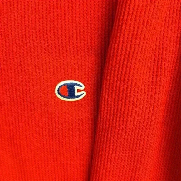 RED HENLEY SZ L CHAMPION NWT COTTON POLYESTER LONG SLEEVE CUFF SOFT LIGHTWEIGHT - Picture 3 of 7
